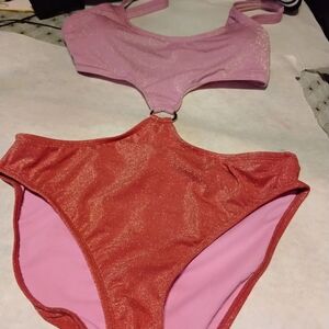 H&M Shimmer Swimsuit in Pink and Orange